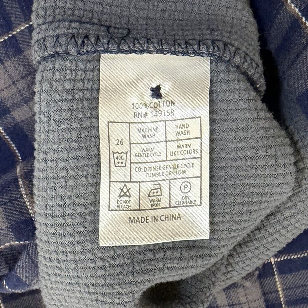 Nomad Men’s L Navy Gray Plaid Sierra Lined Flannel Button Down Shirt Jacket Slim - Picture 6 of 6